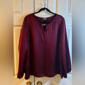 Liz Claiborne Deep Red Checkered Blouse